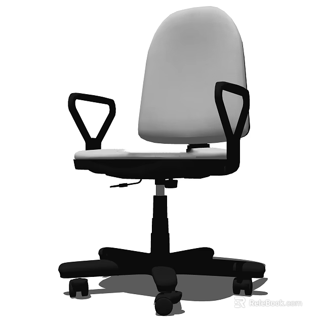 Modern Office Chair With White Seat Black Armrests And Rolling Wheels 3d model 