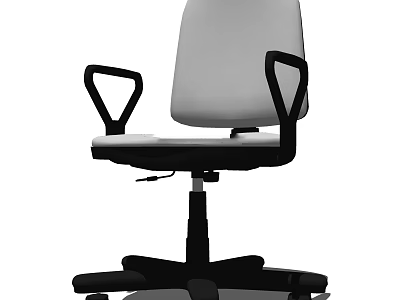 Modern Office Chair With White Seat Black Armrests And Rolling Wheels 3d model