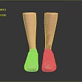 Stylish White Athletic Sneakers With Red Stripes And Brown Soles On Prosthetic Legs