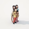 Happy Group Of Four Children Hugging Each Other With Smiles On White Background