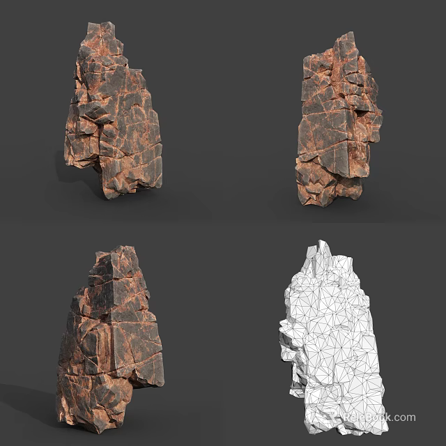 Wooden Texture Stone 3D Models Displayed From Different Angles With Structural Details 3d model 