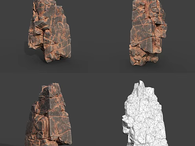 Wooden Texture Stone 3D Models Displayed From Different Angles With Structural Details 3d model