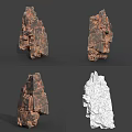 Wooden Texture Stone 3D Models Displayed From Different Angles With Structural Details