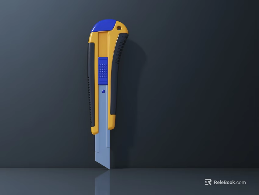 Yellow and Blue Hardware Utility Knife with Anti Slip Grip and Sharp Blade 3d model 