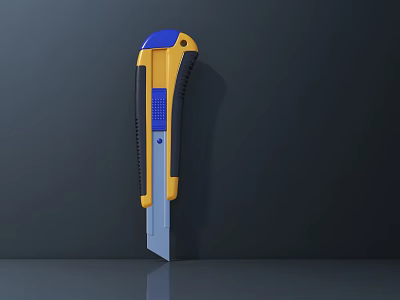 Yellow and Blue Hardware Utility Knife with Anti Slip Grip and Sharp Blade 3d model