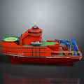 Orange RESCUER Rescue Ship With Green Deck And Blue Emergency Equipment