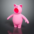 Cute Pink Pig Toy Figure With Open Mouth For Children Play
