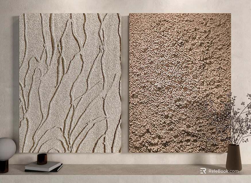 Textured Wall Art Paintings With Branch Pattern And Rough Texture For Interior Decor 3d model