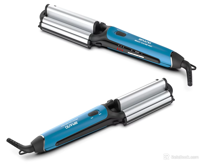 Two Blue Curling Irons With Sleek Design For Professional Hair Styling 3d model 