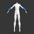 Futuristic Blue Arm Guards Worn By White Human Mannequin For Tech Gear