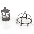 Vintage Metal Decorative Cages as Household Items with Hanging Handles and Hooks