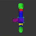 Kids Vibrant Playground Structure With Blue Canopy And Green Yellow Pink Slides