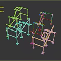 Colorful Metal Furniture Frames In Yellow Red And White Structural Design