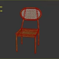 Modern Orange Single Chair With Round Woven Rattan Backrest And Seat Design