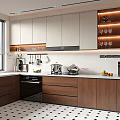 Modern Kitchen Interior With White And Wooden Cabinets Coffee Machine And Fresh Fruits