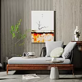 New Chinese-style chaise longue 3d model