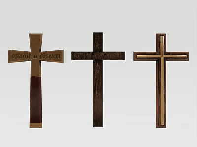 Three Different Designs Decorative Cross Ornament Set For Home Living Room Decor 3d model