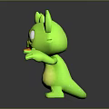 Cute Green Cartoon Creature Character With Big Eyes Spiky Back And Open Arms