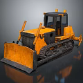 Yellow Tracked Bulldozer With Front Blade Cab And Heavy Duty Construction Tracks