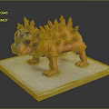 Orange Spiked Monster Like Game Character Standing on White Square Base Model 3d model