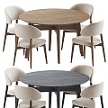 table and chair combination calligaris oleandro hyde westelm 3d model