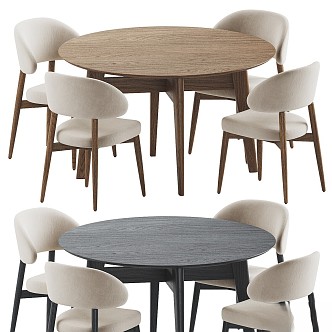 table and chair combination calligaris oleandro hyde westelm 3d model