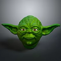 Green Fictional Creature Character Head With Large Ears And Detailed Facial Features