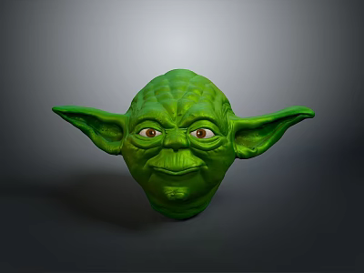 Green Fictional Creature Character Head With Large Ears And Detailed Facial Features 3d model