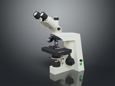 Binocular Microscope Scientific Lab Instrument With White Base Mechanical Stage And High Power Objective Lenses 3d model