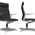 Modern Black Leather Office Chair With Padded Backrest And Metal Base