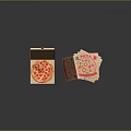 Open Cardboard Pizza Box With Sliced Pizza And Stacked Delivery Containers