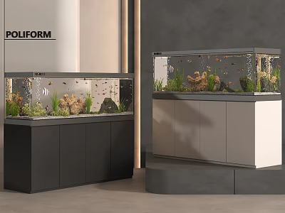 Modern Home Aquariums With Aquatic Plants Fish And Cabinet Stands 3d model Modern Home Aquariums With Aquatic Plants Fish And Cabinet Stands 3d model