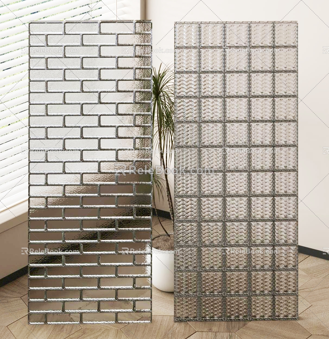 Modern partition glass brick glass brick partition 3d model