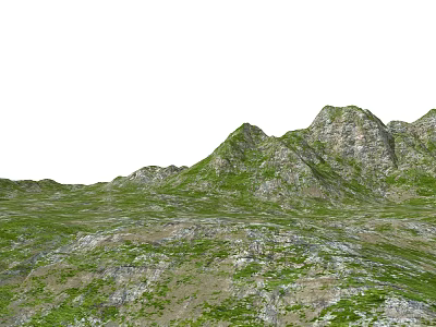 Park Landscape Featuring Green Hills Lush Grass And Rocky Mountain Slopes 3d model