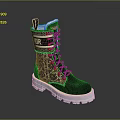 Stylish Black Dior Boots With Silver Details White Sole And Snake Print Texture