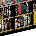 Retail Display Shelves with Multiple Layers of Assorted Bottled and Canned Goods