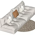 Cream wind multi-person sofa 3d model