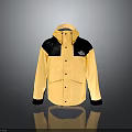 The North Face Yellow And Black Hooded Outdoor Jacket With Multiple Pockets