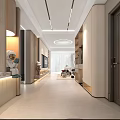Modern Open Restaurant Interior With Wooden Panels Marble Table And Pendant Lighting