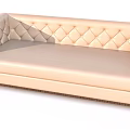 Modern Beige Three Seater Sofa With Diamond Tufted Upholstery And Elegant Design 3d model