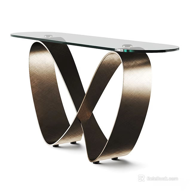 Modern Coffee Table With Glass Top And Intertwined Metal Base Design 3d model 