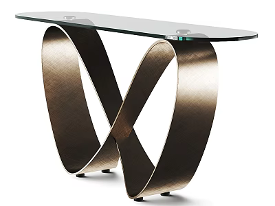 Modern Coffee Table With Glass Top And Intertwined Metal Base Design 3d model