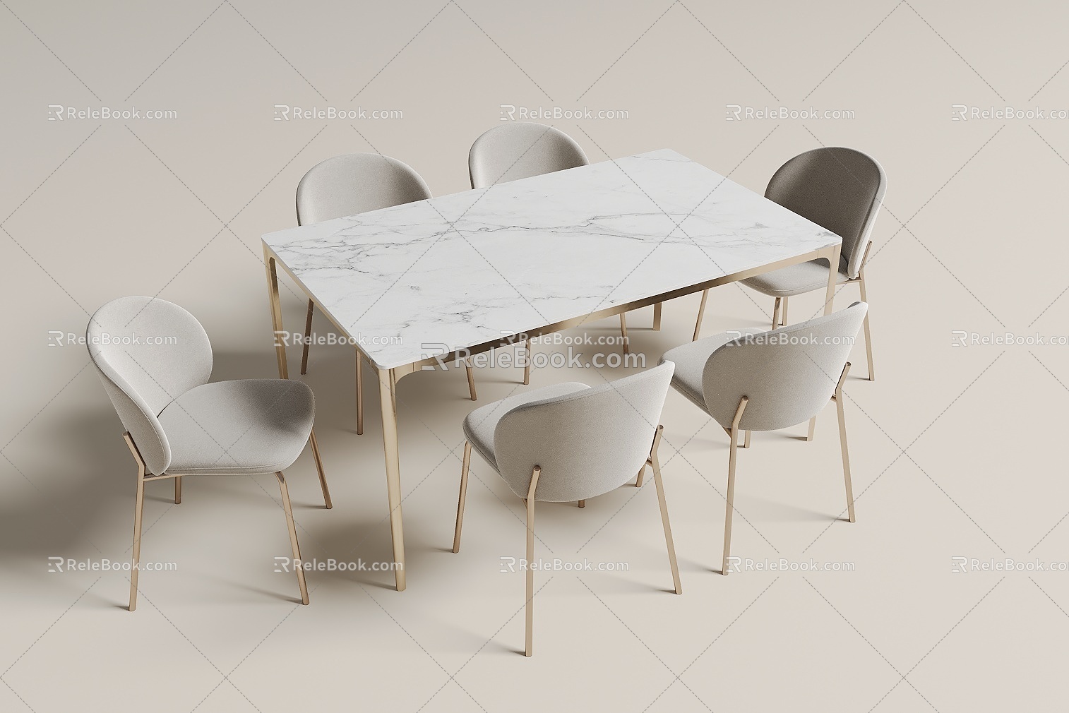 Light Luxury Dining Table and Chair Combination 3d model