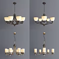 New Chinese Chandelier Combination 3d model