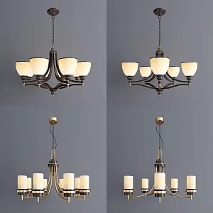New Chinese Chandelier Combination 3d model