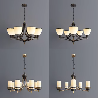New Chinese Chandelier Combination 3d model