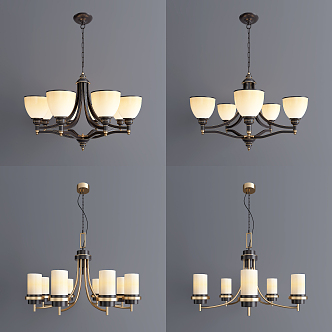 New Chinese Chandelier Combination 3d model