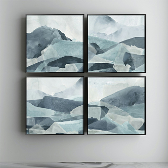 Modern Landscape Painting Simple Blue Living Room Abstract Decorative Painting 3d model