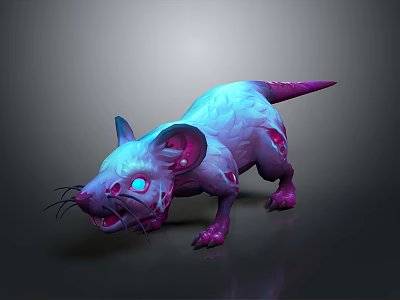 Glowing Pink Blue Rat Like Game Movie Character With Blue Eyes Purple Pink Body 3d model