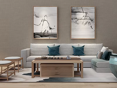 Sofa coffee table combination 3d model